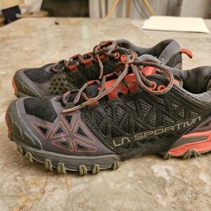 La Sportiva Gray and Red Trail Running Shoes